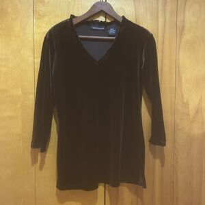 Vintage Impressions Womens Y2K Brown Velvet Top Ruffle Size M Vamp Whimsigoth